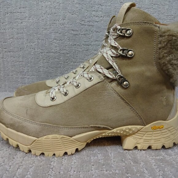 Frye Shoes - FRYE Brit Women’s Size 12 Beige Multi Suede Tumbled Goat Shearling Hiker's Boots